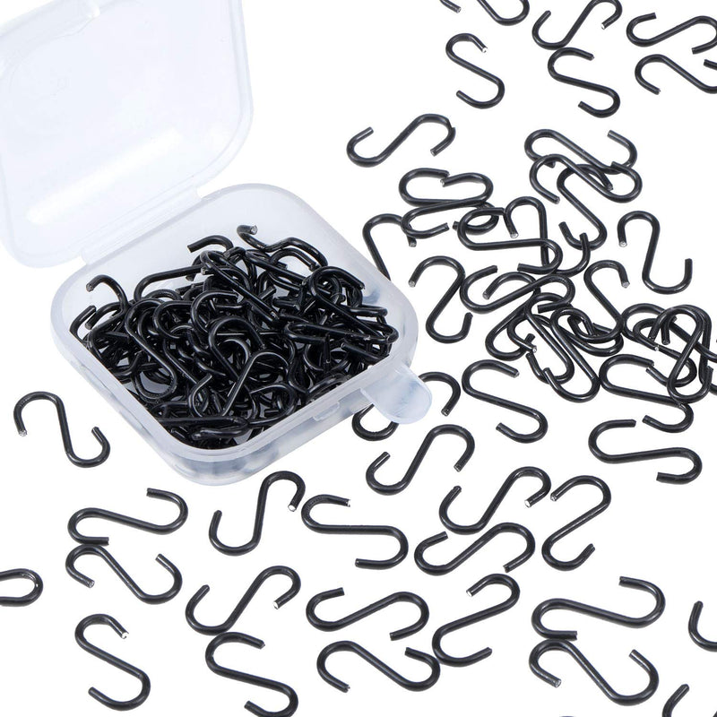 100 Pieces 1/2 Inch Mini S Hooks Small S Hooks Stainless Steel S Shaped Hooks for Crafts, Jewelry and Hanging (Black) Black 100