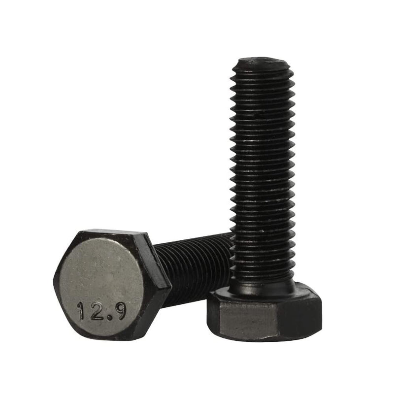 M8 x 35mm Hex Head Screw Bolts, Fully Threaded, Alloy Steel Grade 12.9, Black Oxide Finish, Quantity 15 M8-1.25 x 35mm