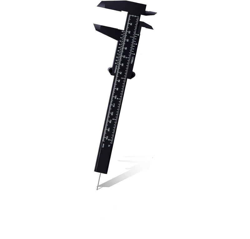 150mm High Accuracy Plastic Double Rule Scale Vernier Caliper Measuring Tool 0.5mm, for Jewelry Measurement, School, Exhibition Gifts, Antique Measurement(Black) Black
