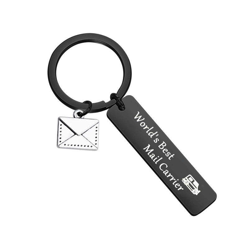 WSNANG World's Best Mail Carrier Keychain Mail Carrier Gift Thank You Gift for Postal Worker Mail Carrier Black Kc