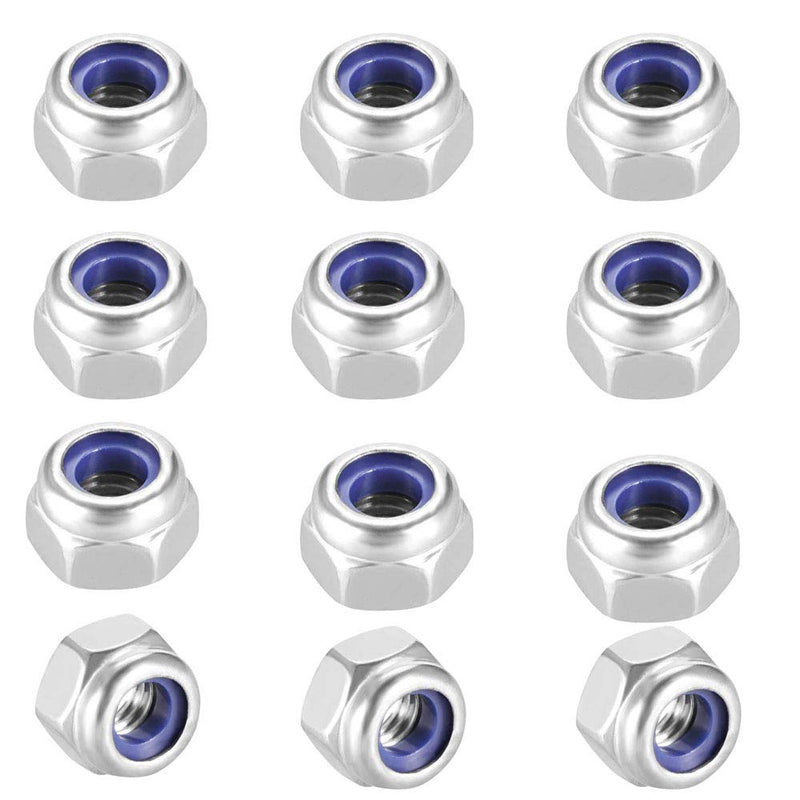 M10x1.5mm Nylon Lock Nuts,10pcs 304 Stainless Steel Nylon Insert Hex Lock Nuts for Industrial and Construction Fasteners M10