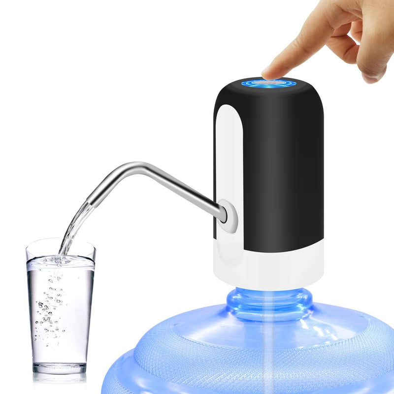 MJIYA 5 Gallon Water Dispenser, Universal Water Bottle Pump, Automatic Water Jug Dispenser with Switch and USB, for Camping, Kitchen, Workshop, Garage (Black) Black