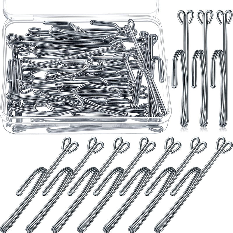 50 Pieces Drapery Pins Metal Curtain Hooks Drapery Hooks Metal Curtain Hooks Pins for Drapes Pinch Pleat Hooks Window Curtain, Door Curtain and Shower Curtain (Silver) Silver 50