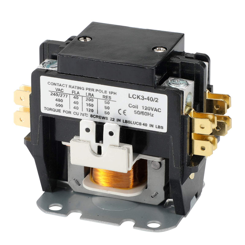 120V Coil 2 Pole FLA 40 Amp Definite Purpose AC Contactor