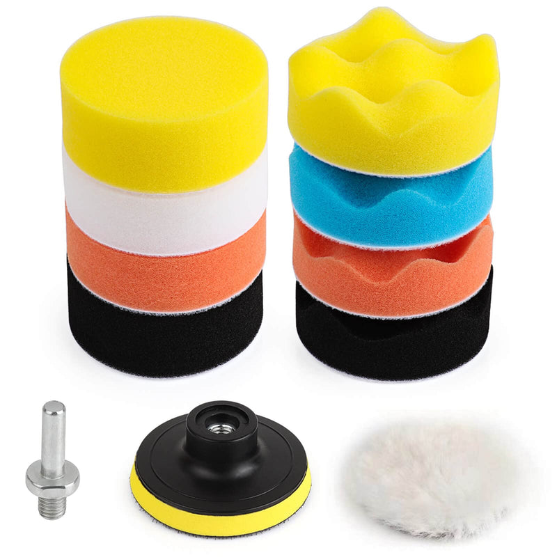 3 Inch Drill Buffing Pad, 11 Pcs Car Foam Polishing Pads Kit, Drill Buffer Polisher Attachment Buffing Kit for Car Polishing, Waxing, Sealing Glaze 3Inch-11Pcs