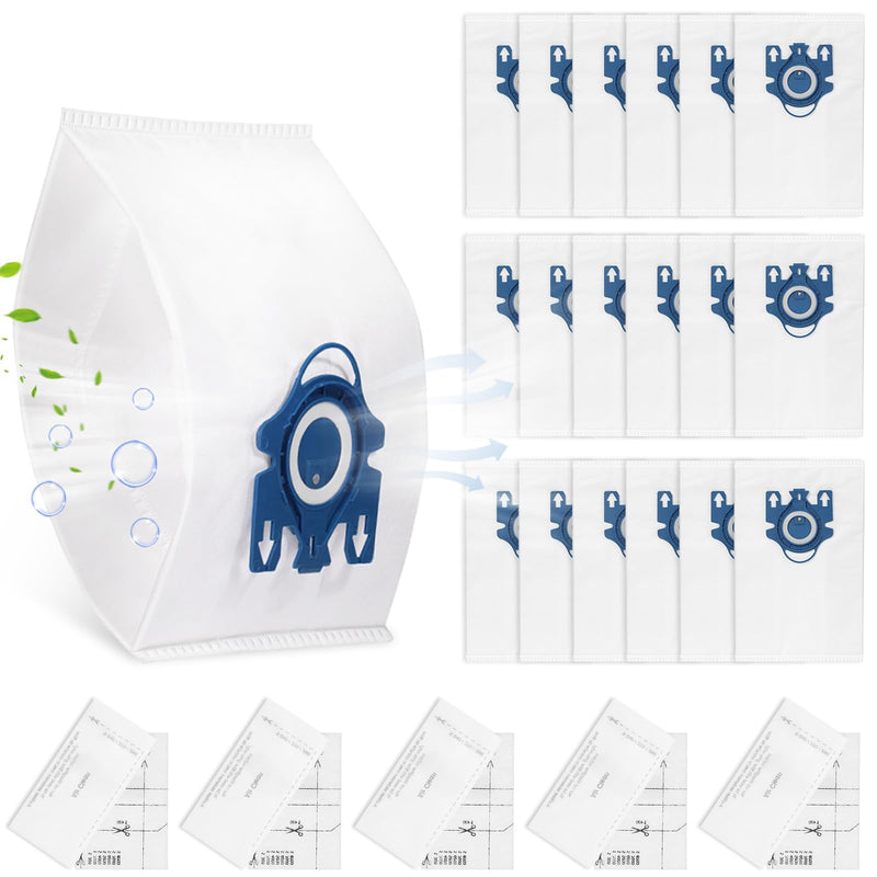 20 Pack 3D Airclean GN Vacuum Bags Compatible with Miele Classic C1, Complete C1, Complete C2, Complete C3, S227 S240, S270, S400, S2, S5, S8 Series Canister Vacuum Cleaner 20 pack GN Bags