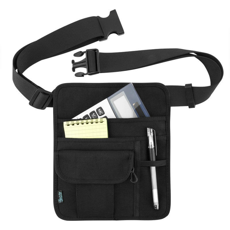 Beautyflier Premium Quality Restaurant Waiter Waist Money Pouch, Restaurant Waitress Accessories Bag, Restaurant Serving Apron Bag with Adjustable Belt for Restaurant, Hotel, Bar etc. 8.25 x 10" Black