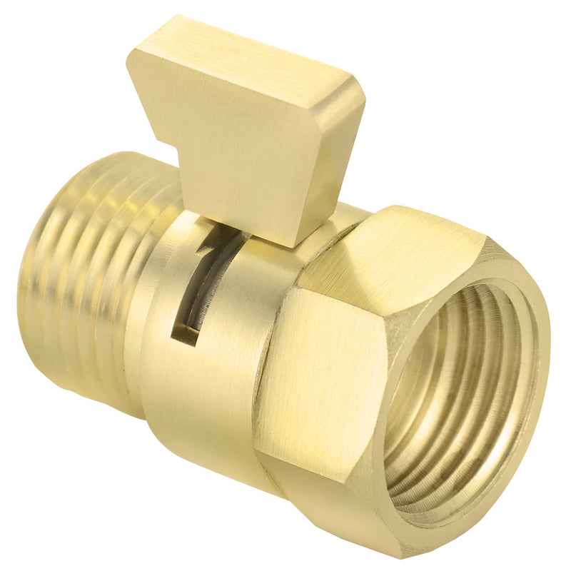 Tenfe Water Flow Control Valve for Shower Head, Glod Adjustable Water Pressure Regulator for Hand Held Shower Head Shut Off Valve, Brushed Brass Water Saver G1/2 Standard Connection