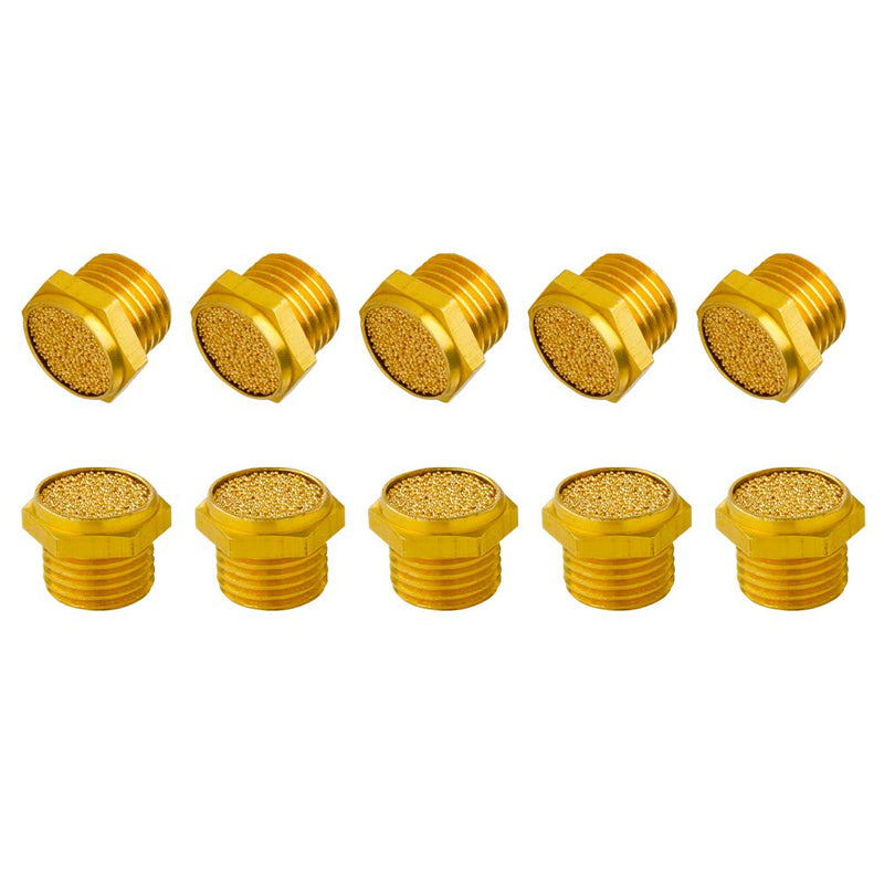 Quickun Pneumatic Muffler Silencer, 1/4” Male Thread Brass Air Exhaust Muffler Sintered Bronze Mufflers (Pack of 10) 1/4" Male-10pcs - NewNest Australia