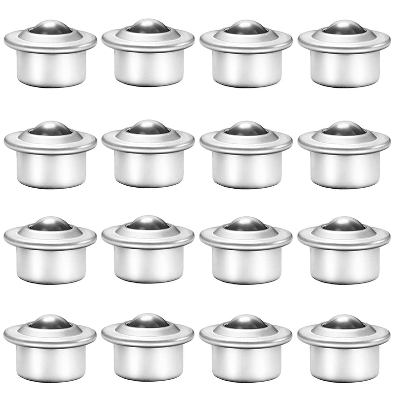 16PCS 5/8 Inch Roller Ball Transfer Bearing, Ball Bearing Rollers, Stainless Steel Ball Transfer Bearing Casters Universal Base Conveyor Roller Ball for Conveyor, Roller Stand, Load Capacity 33 lbs 5/8 Inch flat Base Ball Transfers 16
