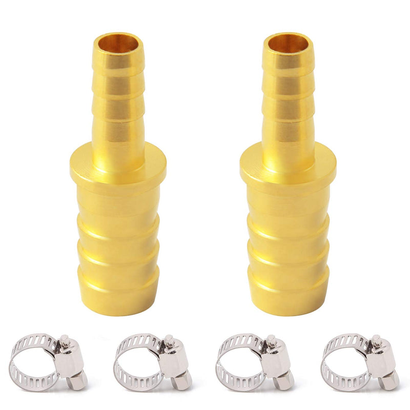 Brass Hose Barb Reducer, 1/4" to 3/16" Hose ID, Reducing Barbed Hose Splicer Mender Coupler Warter Fuel Air (Pack of 2) 1/4-3/16