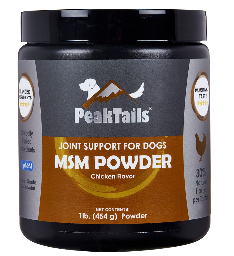KALA HEALTH PeakTails Chicken Flavored MSM Powder for Dogs, 1 lb, Hip and Joint Support Supplement, 99.9% Pure Distilled MSM, Made in The USA - PawsPlanet Australia