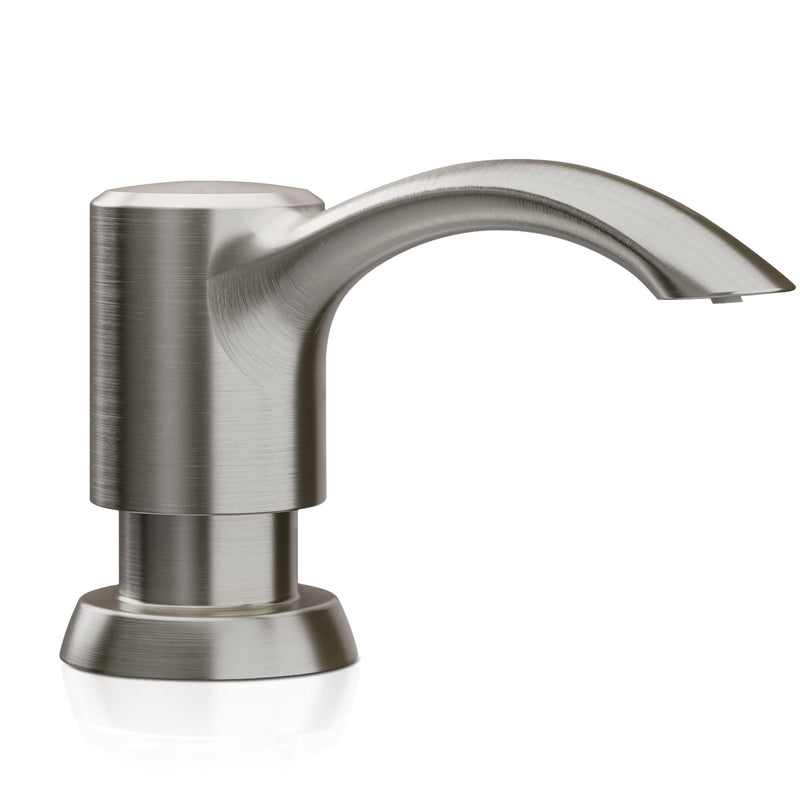 SAMODRA Built in Kitchen Sink Soap Dispenser (Brushed Nickel) with 13 oz Large PET Lotion Bottle, Refill from Top Brushed Nickel 13 oz Bottle