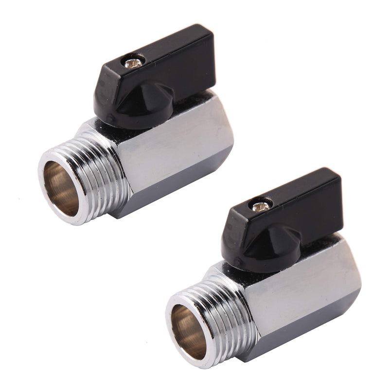 1/2" Brass Mini Ball Valve NPT Female x Male Shut-Off Valve (Pack of 2) 1/2 Inch NPT