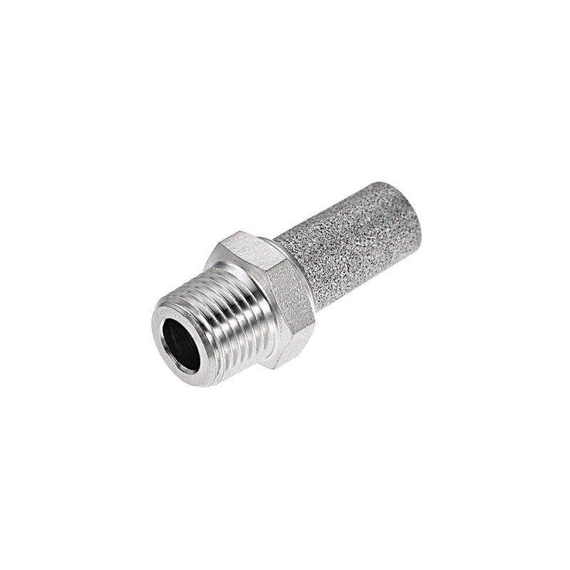 uxcell Exhaust Muffler NPT1/8 Male Thread Sintered Stainless Steel Breather Pneumatic Air Muffler