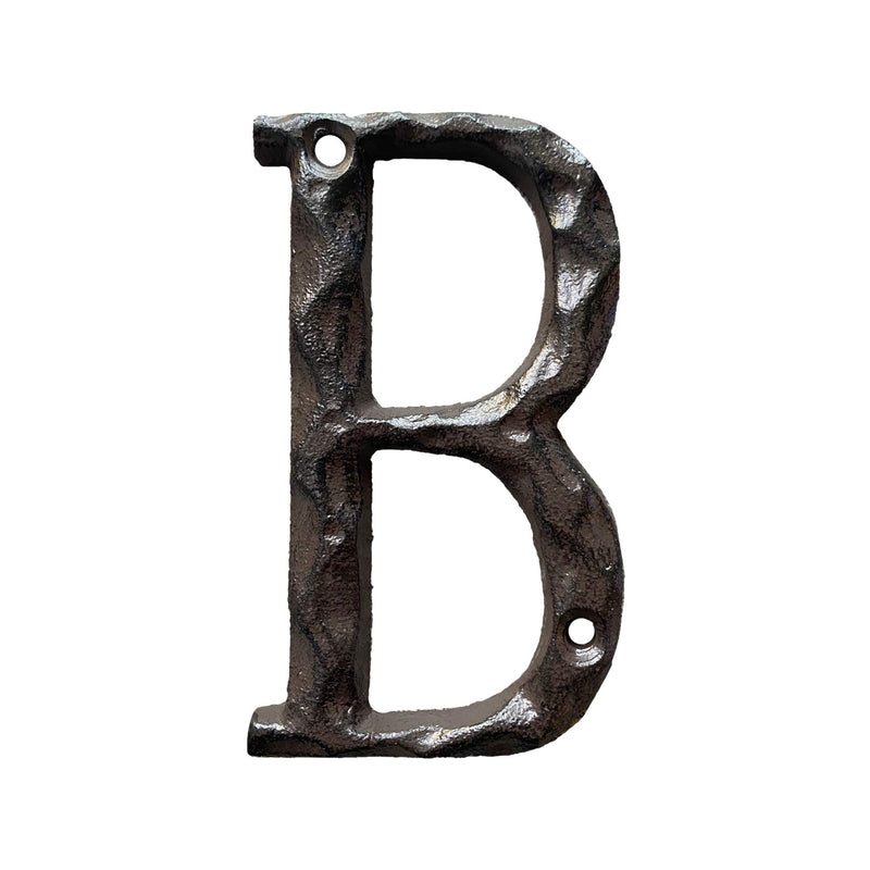 5 Inch House Letters, Rustic Cast Iron Metal Home Address Number & Letters/Unique Hammered Look, Letter B