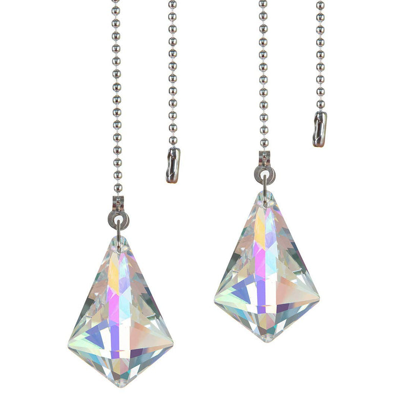 2 PCS Crystal AB Coating Ceiling Fan Pull Chain Extender Prisms Drop Gifts Ab Coating #3