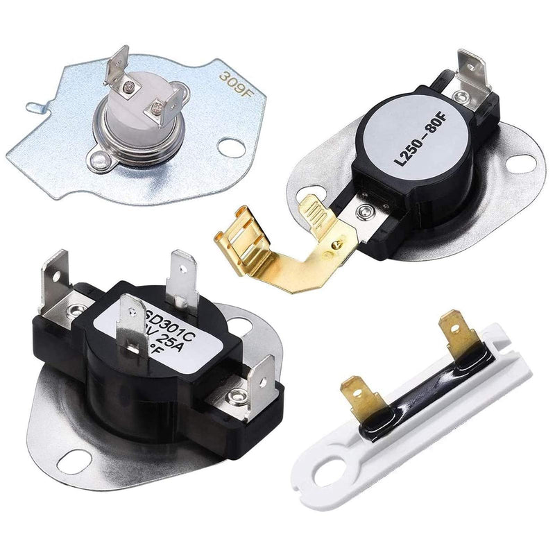 Upgraded 3387134 Cycling Thermostat 3977393 & 3392519 Dryer Thermal Fuse 3977767 High Limit Thermostat Replacement Part Kit by Techecook - Compatible for Whirlpool Kenmore Maytag Dryer