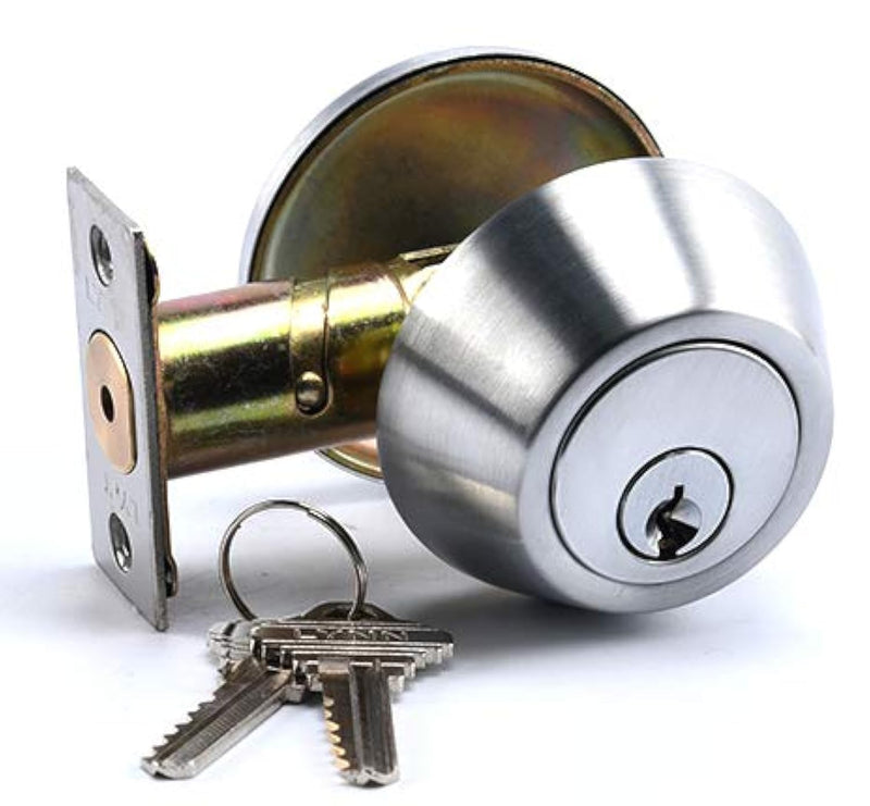 LYNN HARDWARE Heavy Duty Designer Commercial Deadbolt (Single Cylinder Lock, Satin Chrome, 26D) Non-Handed, Grade 2 Industrial - UL 3 Hour Fire Rated & ADA Compliant | Wood or Metal Doors Single Cylinder SATIN CHROME (US26D)