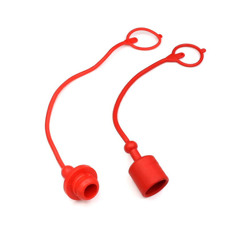 1 Inch Hydraulic Coupler Dust Cap,ISO A 5675 AG Pioneer Style Male Female Hydraulic Quick Disconnects Port Plug Covers Fittings,Red Cap with Retention Ring Keeps Cap Attached to Hose