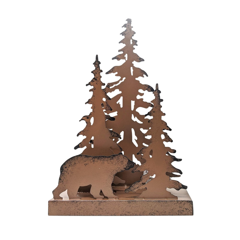 Rustic Metal Bear Silhouette Table Lamp – Forest-Inspired Night Light for Cabin, Lodge, and Woodland Décor