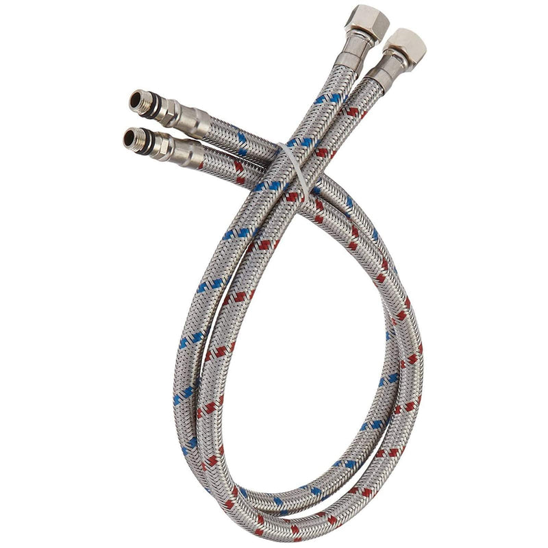 BWE 40-Inch Long Faucet Connector Braided Stainless Steel Supply Hose 3/8-Inch Female Compression Thread x M10 Male Connector, x 2 Pcs (1 Pair) 40 Inch