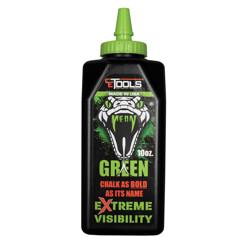 CE TOOLS Mean Green® EXTREME VISIBILITY Marking Chalk MADE IN USA - Green 10 oz (283.5g) Marking Chalk For Chalkline, Job site Chalk, Hydrophobic Construction Chalk. 1 Count (Pack of 1)