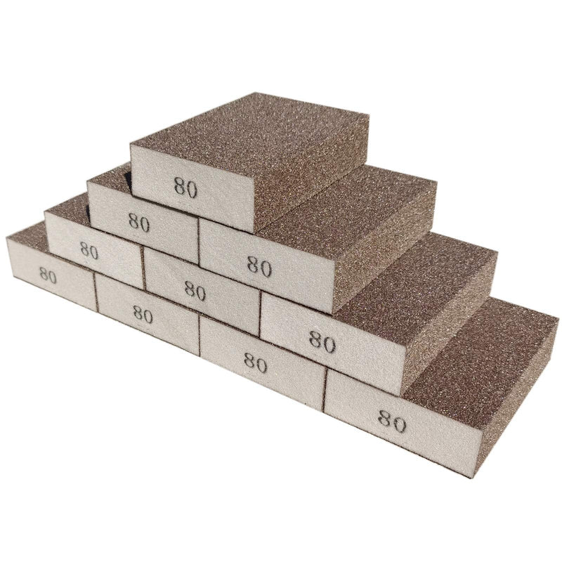 10 Pack 80 Grit Sanding Sponge, Washable and Reusable Sanding Blocks Great for Pot Brush Pan Brush Sponge Brush Glasses Sanding Wood Sanding Metal Sanding (80 Grit-10 Pack) 80 Grit-10 Pack