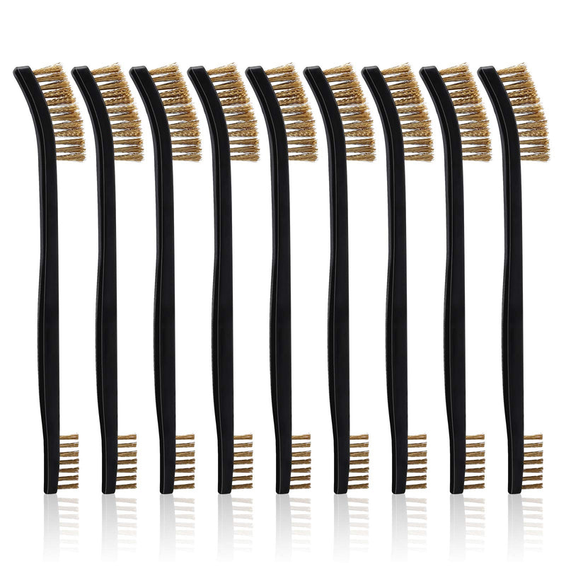 Accmor Gun Cleaning Brushes, 9 Packs Double-Ended Gun Cleaner Kits 7 Inch Bronze All Purpose Gun Cleaning Brush Tool with Plastic Handle for Cleaning Welding Slag and Rust 9 Bronze