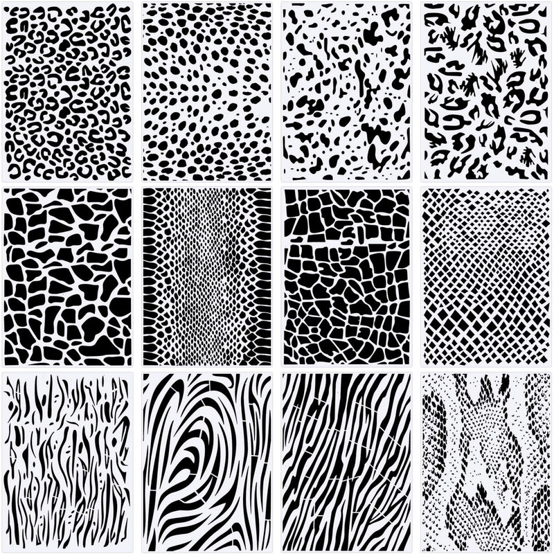 Zonon 12 Pieces Leopard Stencils Animal Cheetah Stencils Reusable Snakeskin Painting Template for Bleaching Shirts Baking DIY Crafts Wall(5.9 x 8.3 Inch) 5.9 x 8.3 Inch