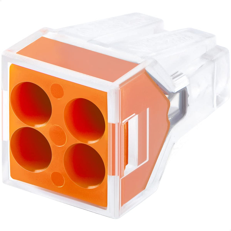 GKEEMARS 50 Pcs Push in Connectors Terminal Block 4 Conductor for Junction Box (4 Conductor)