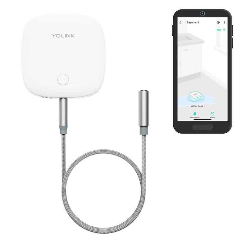 YoLink Water Leak Sensor 2,1/4 Mile World's Longest Range Smart Home Water Leak Sensor,Water Leak Detector with Built-in Siren Up to 105dB,Works with Alexa and IFTTT-YoLink Hub Required,YS7904-UC Without Hub