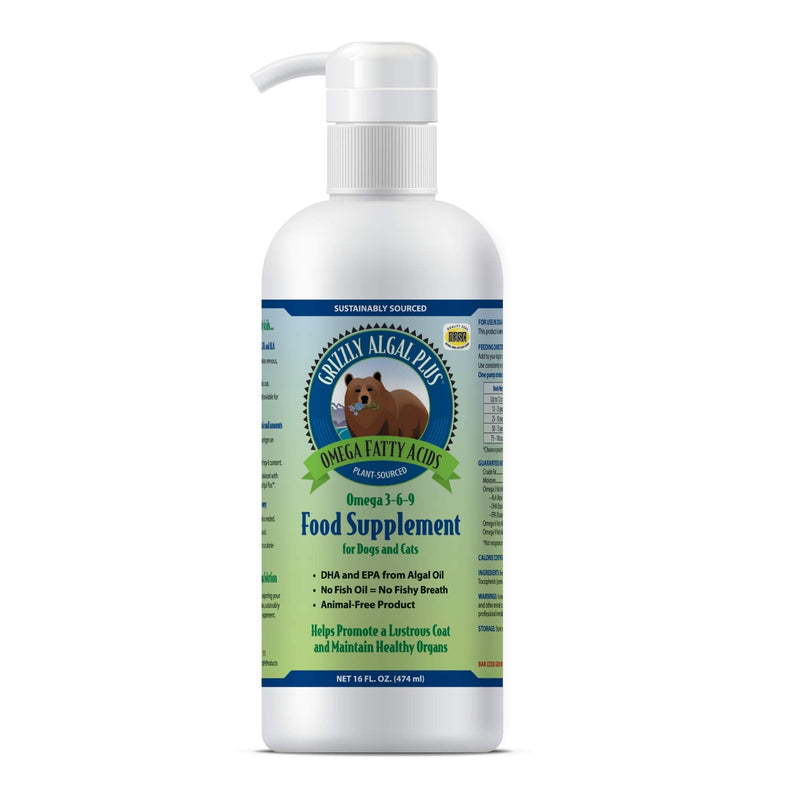 Grizzly Algal Plus Omega Fatty Acids Supplement for Dogs & Cats, 16 Fl Oz - Vegan, Plant-Sourced & Made in USA Algal Oil Omega 3-6-9, Healthy Skin & Coat - PawsPlanet Australia