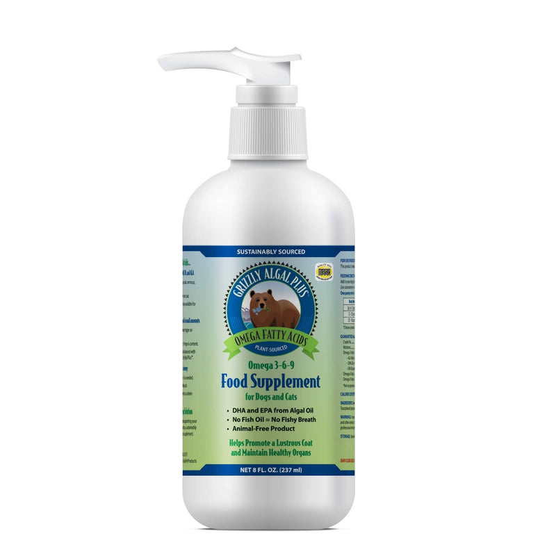 Grizzly Algal Plus Omega Fatty Acids Supplement for Dogs & Cats, 8 Fl Oz - Vegan, Plant-Sourced & Made in USA Algal Oil Omega 3-6-9, Healthy Skin & Coat - PawsPlanet Australia