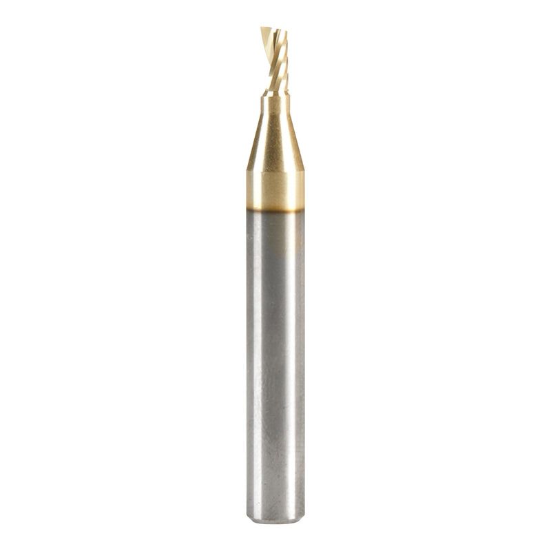 Amana Tool CNC Solid Carbide Spiral O Flute Up-Cut, Aluminum Cutting Router Bit, ZrN Coated, 57341-Z, 1/8 D x 1/4 CH x 1/4 SHK x 2 Inch Long