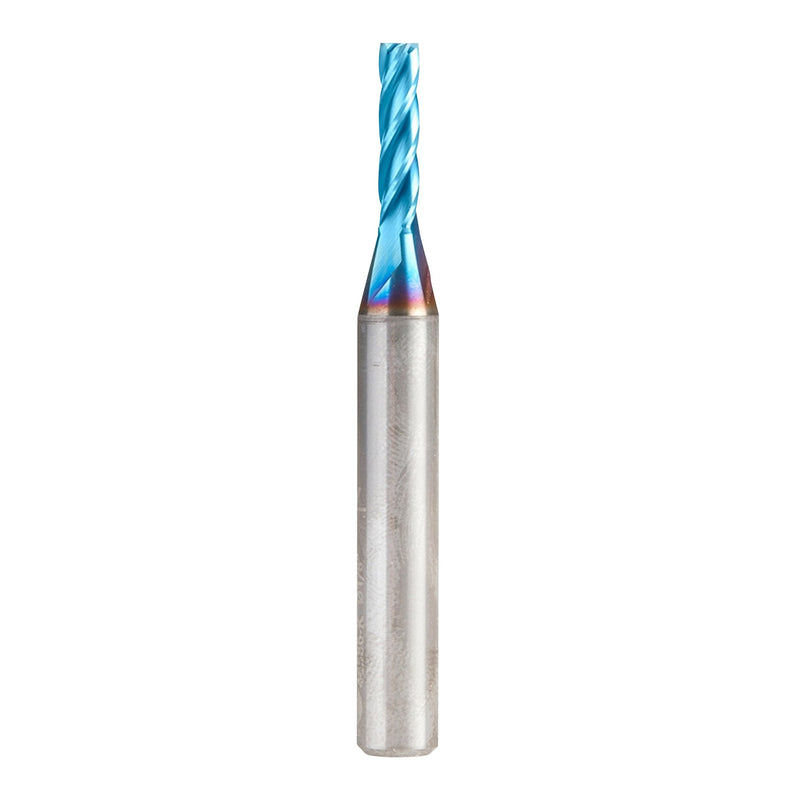 Amana Tool 46586-K CNC Spektra Extreme Tool Life Coated Spiral 2D/3D Carving 0.10 Deg Straight Angle Flat Bottom x 1/8 D x 1/2 CH x 1/4 SHK x 2 Inch Long x 4 Flute SC Up-Cut Router Bit