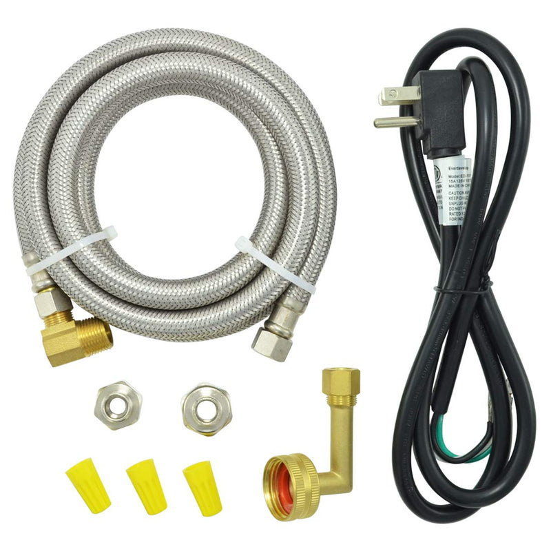 Universal Dishwasher Installation Kit,6 Ft Stainless Steel Dishwasher Hose,Burst Proof Water Supply Line with 3/8" Compression Connections 6FT