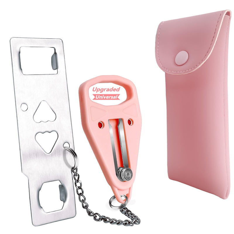 AceMining Portable Door Lock Home Security Door Locker Travel Lockdown Locks for Additional Safety and Privacy Perfect for Traveling Hotel Home Apartment College-Pink(1 Pack) 1 Pack