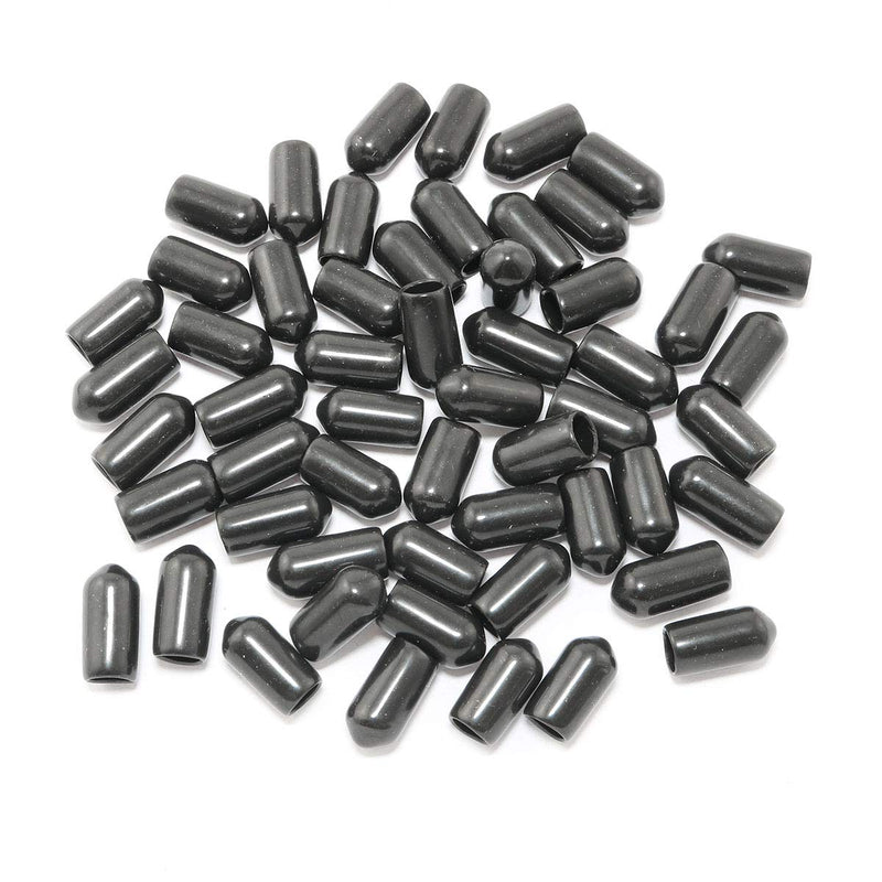 60pcs 1/4" Rubber Cap Protective Cover Rubber Plug Soft PVC Thread Protection Cap Plastic Rubber Dust Cover Black Fits 1/4 Inch Screws and Bolts
