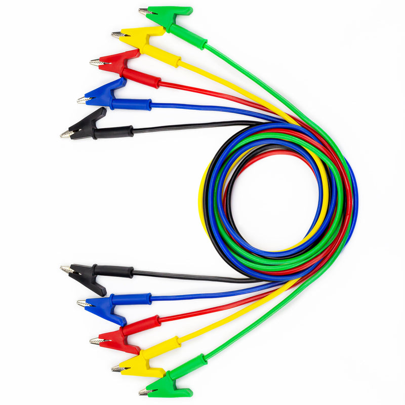 KAIWEETS 5PCS Alligator Clips Electrical Test Leads Set, 15A Jumper Wires Heavy Duty with Protective Copper Clips, Premium Cables for Electrical Testing, Experiment, 5 Colors 39.6 inches