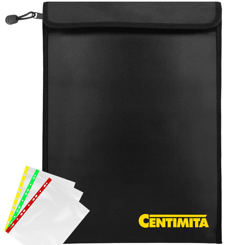 Fireproof Document Bag Waterproof Safe Folder - 2000℉ Money Bag with Zipper and 3 Document Protectors, 15”x11” Fire Proof/Waterproof Safe Bag, Important Document Holder, Fireproof Pouch,Fire Envelope