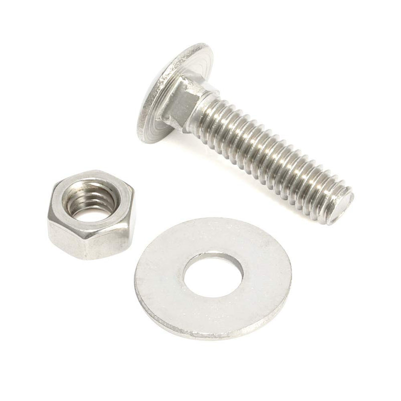1/4-20 x 1-1/2" Carriage Bolts and Nuts Flat Washers Kit Round Head Square Neck Screws, Stainless Steel 18-8 (304), 10 Sets 1/4-20 x 1-1/2"