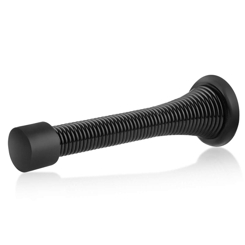 HOMOTEK 30 Pack Black Spring Door Stops,3-1/8" Heavy Duty Door Stop - Flexible Spring Door Stopper with Low Mounted Black Rubber Bumper Tips