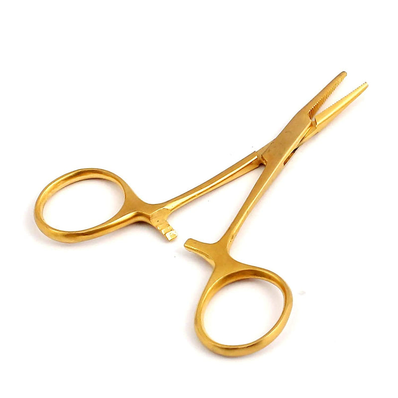 Hemostat Mosquito Forceps Full Gold 3.5" Straight Stainless Steel