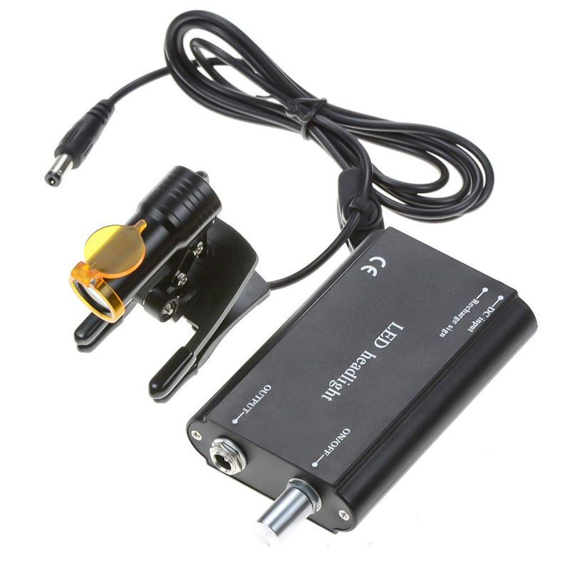 5W Waist Hanging Rechargeable Dental LED Headlight Plastic Clip with Filter for Surgical Magnifier Loupes Black