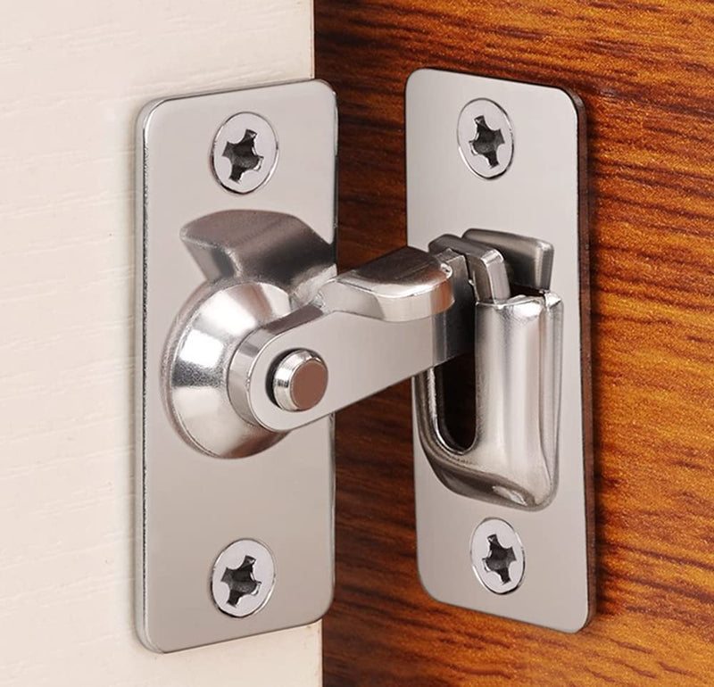 90 Degree Right Angle Door Lock Bolt Lock cam Lock Door and Window Sliding Lock Lever Bolt Storage Sliding Door Lock Pocket Special Door Lock (Silver)