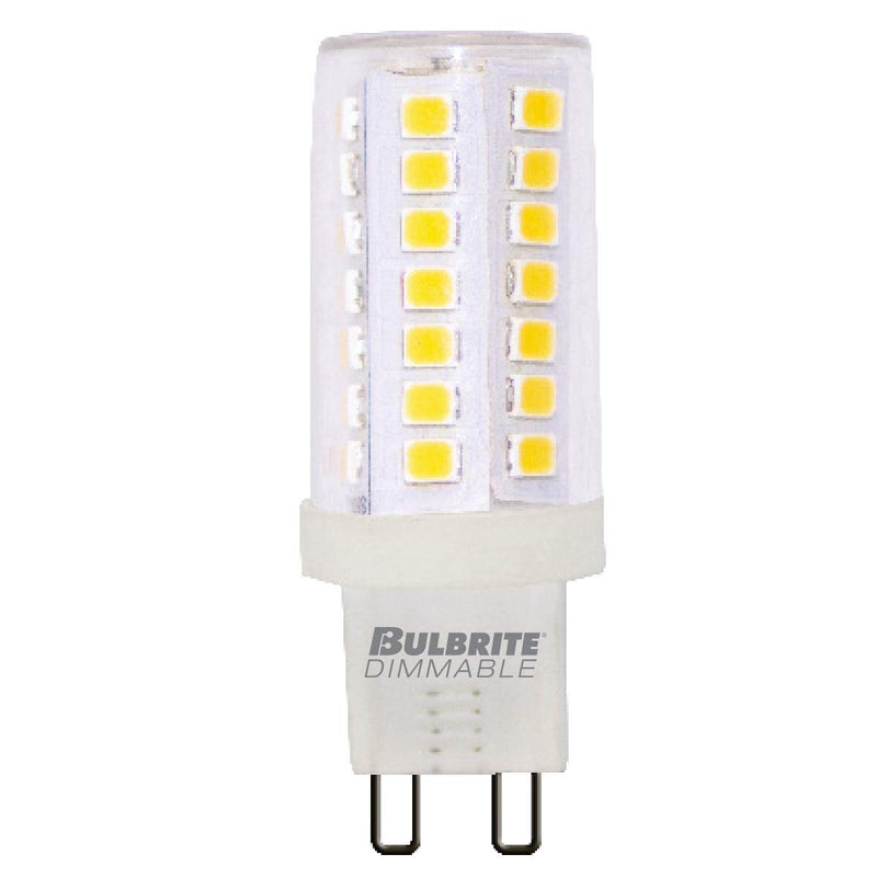 Bulbrite Pack of (2) 5 Watt 120V Dimmable Clear T6 LED Mini Light Bulbs with Bi-Pin (G9) Base, 3000K Soft White Light, 550 Lumens