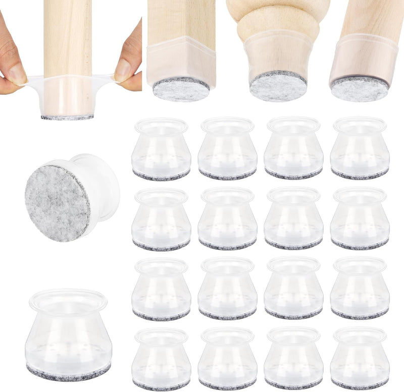 Aneaseit Chair Leg Floor Protectors - 16 pcs Clear - Felt Bottom Silicone Pads - Floor Protectors for Chairs - Rubber Caps for Hardwood Floors - Furniture Feet Sliders - Large Clear-16p
