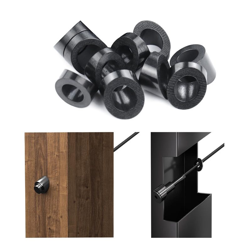 Muzata 20 Pack 3/8" ID Black Cable Railing Angle Washer 25 30 35 Degrees T316 Stainless Steel Black Angle Beveled Washer for 1/8" 5/32" 3/16" Cable Railing Hardware Kit CR60 3/8 Inch