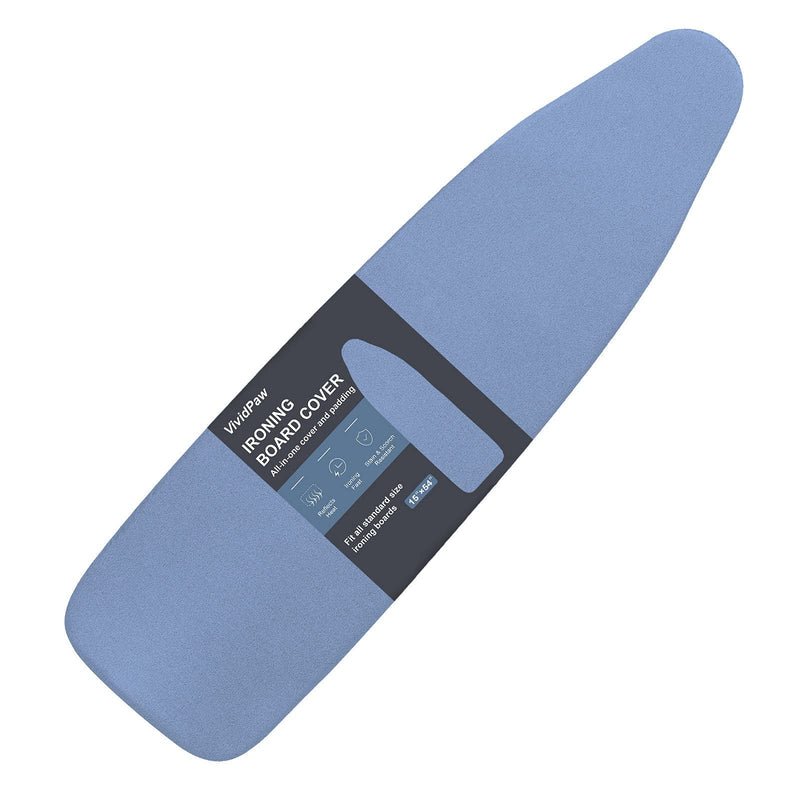 Ironing Board Cover and Pad, Standard Size 15x54, Thick Padding, Elastic Edge, Silicone Coated, Resist Scorching and Staining, Adjustable Fastener, Heavy Duty Padded Iron Board Covers (Blue) Blue 15" x 54"